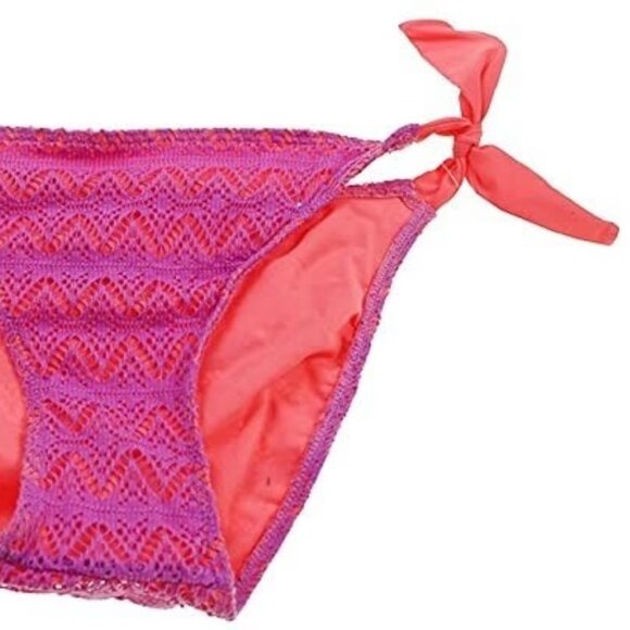 Women’s Side-Tie Crochet Hipster Bikini Bottom Lilac Pink Small - Picture 3 of 3